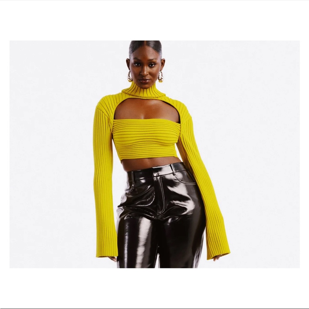 Hanifa Yellow Cowl Neck Sweater